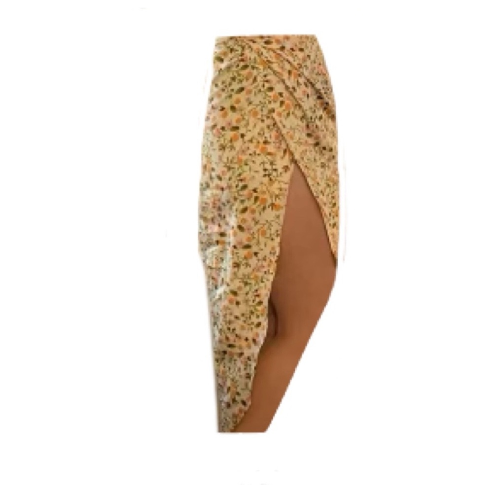 URBAN OUTFITTERS Floral Midi Skirt with High Slit Size SP